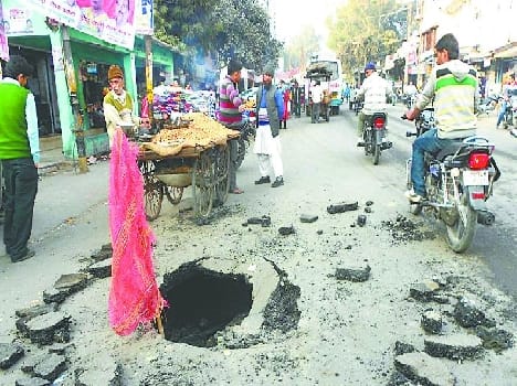 Broken street was jammed
